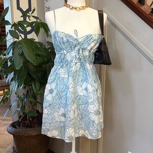 Ghanda Light Blue and White Floral Mini Dress